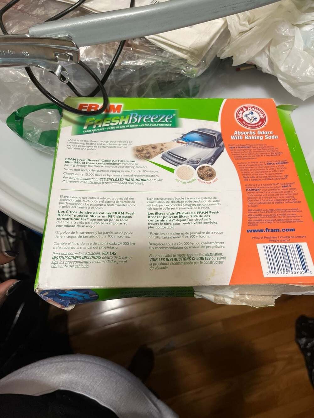 FRAM Fresh Breeze Cabin Air Filter CF10285 with Arm & Hammer Baking Soda